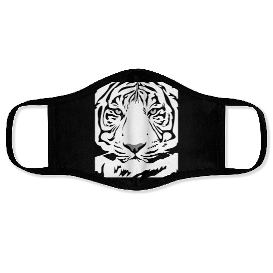 White Tiger Face Tattoo Face Masks