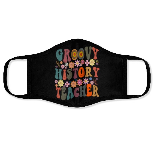 Groovy history Teacher retro Back To School Face Masks