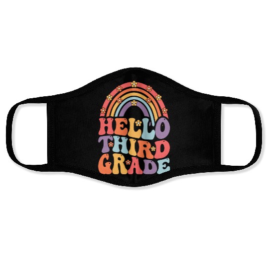 Hello Third Grade Boho Rainbow Back To School Face Masks