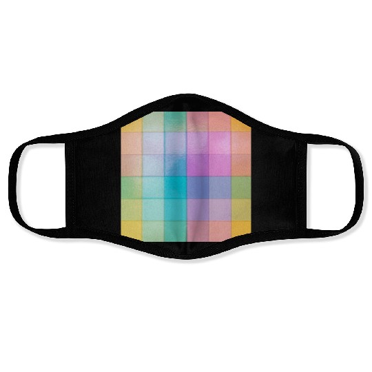 Rainbow Shimmer Multi Squares Pattern Face Masks