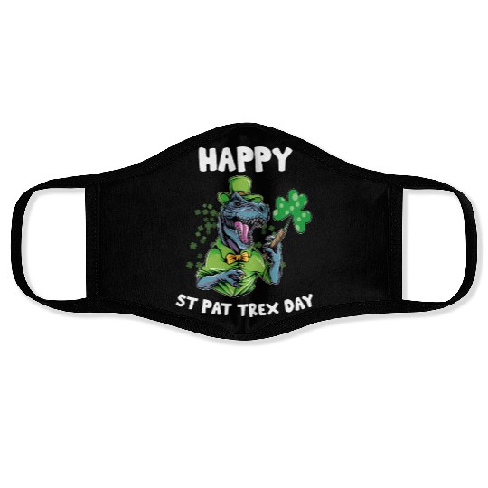 Happy St Pat Trex Day Dino St Patricks Day Toddler Face Masks