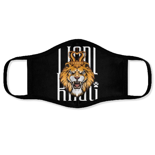 Black and Orange Illustrated Lion King Face Masks