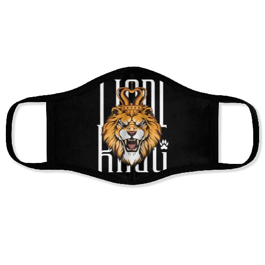 Black and Orange Illustrated Lion King Face Masks