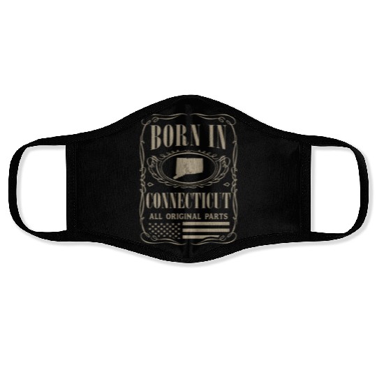 Vintage America US States Born Connecticut Face Masks