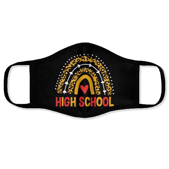 Back To School Leopard High School Rainbow Face Masks