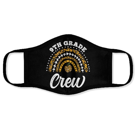 9th Grade Crew Leopard Rainbow Back To School Face Masks