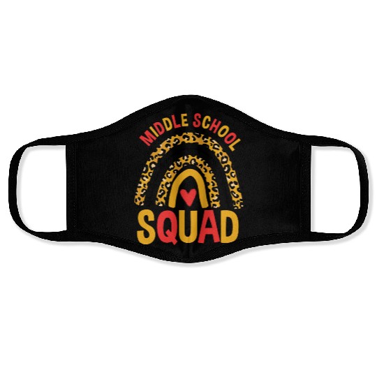 Back To School Leopard Middle School Squad Face Masks