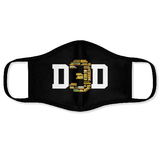 Dad of 3 Year Old Kids Boys School Bus Daddy Face Masks