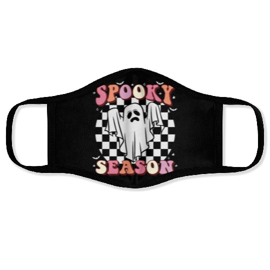Spooky Season Halloween Vintage Text Design Face Masks