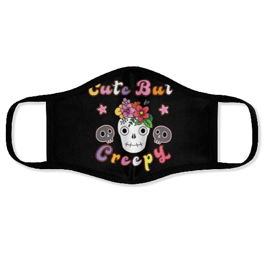 Cute But Creepy Funny Floral Skull Design For Kid Face Masks