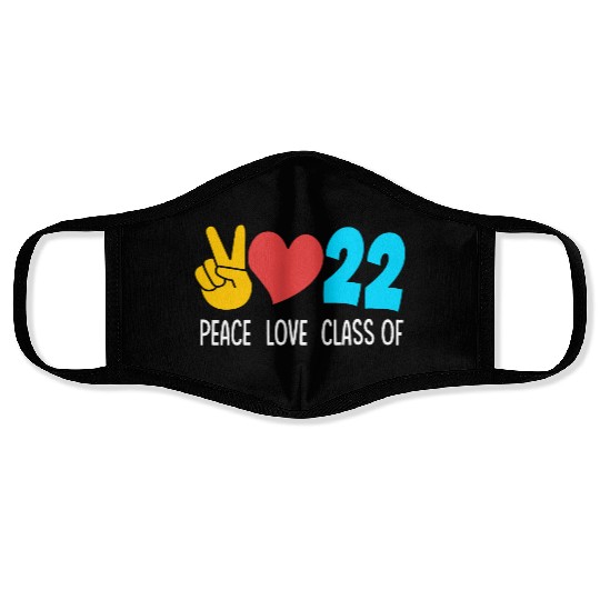 Senior High School Peace Love Class Of 2022 Face Masks