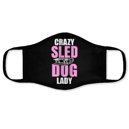 Womens Crazy Sled Dog Lady Face Masks