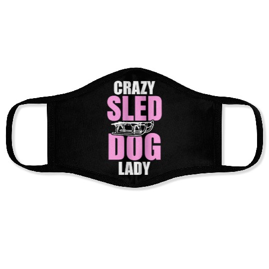 Womens Crazy Sled Dog Lady Face Masks