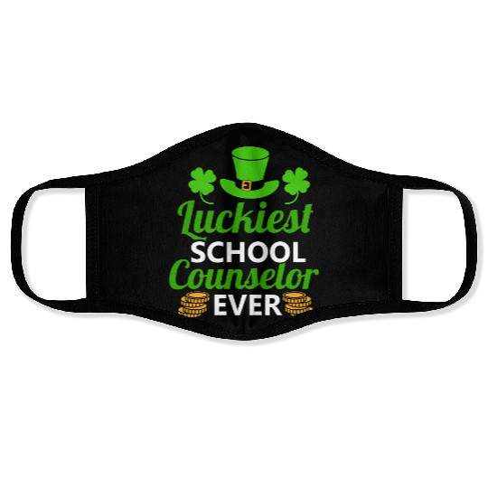 Luckiest School Counselor Ever St. Patrick's Day Face Masks