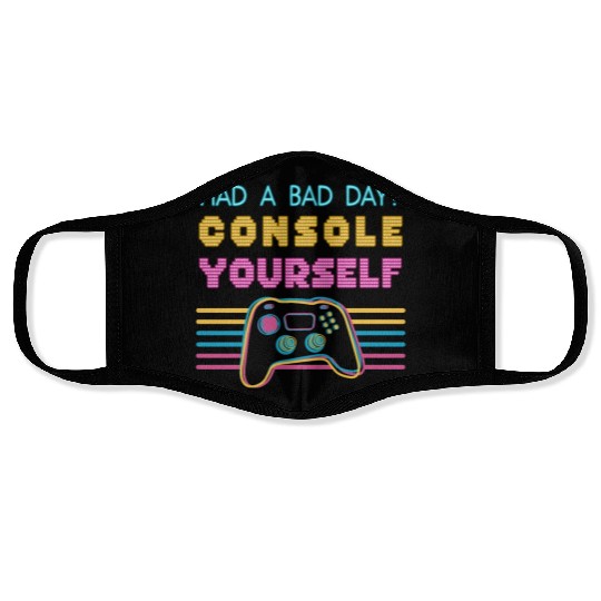 Console Yourself Funny Video Gamer Pun Youth Face Masks