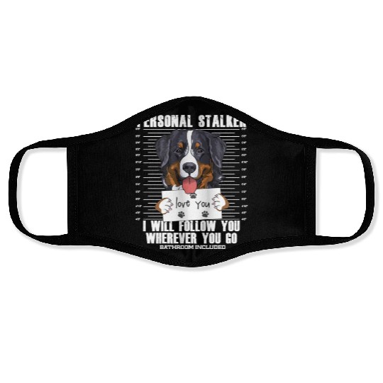 Bernese Mountain Dog Stalker Cartoon Face Masks