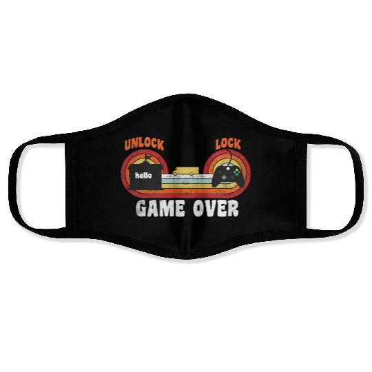 Back to School games over retro vintage Face Masks