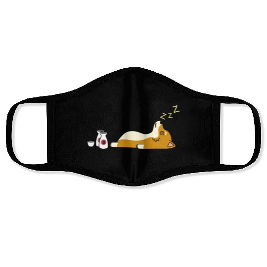 Shiba Inu Sake Drunk Face Masks