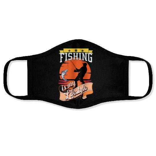 Fishing fish lifestyle fisherman fishing rod Face Masks