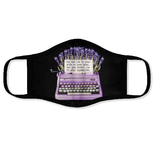 Cute Purple Flower Printed Typewriter Face Masks