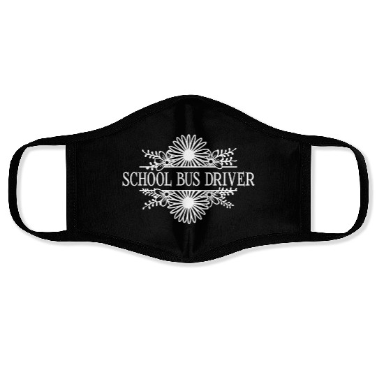 Schoolbus driver, floral school bus Face Masks