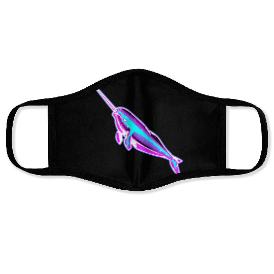 Synthwave Narwhal Face Masks