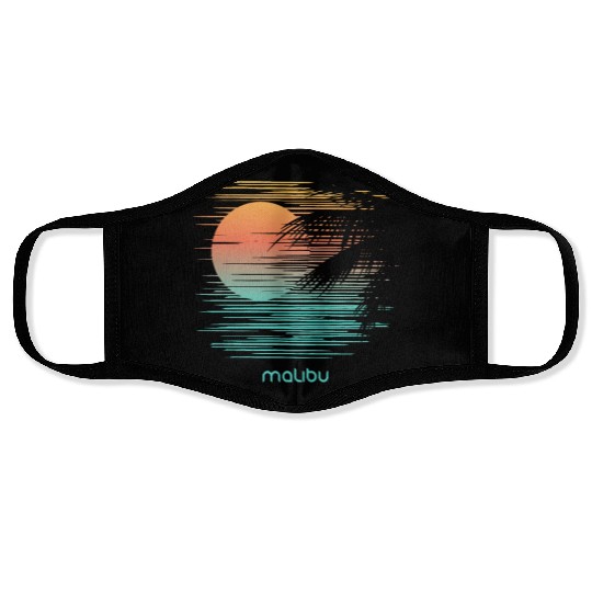 Artistic Malibu California Palm Tree Vacation Face Masks
