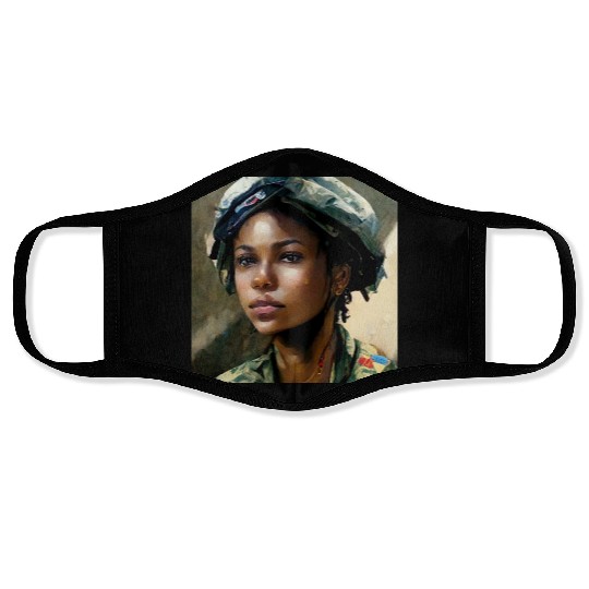 Beautiful US army combat medic painting Face Masks