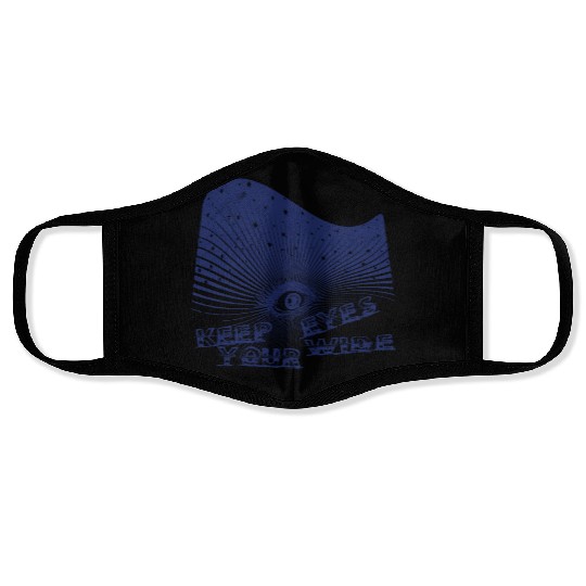 Eyes Wide Winter Storm 2 Deep Blue Face Masks