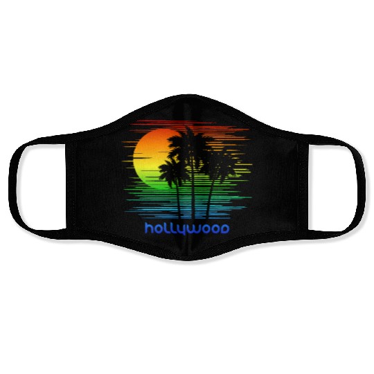 Hollywood California LGBTQ Rainbow Flag Pride Face Masks