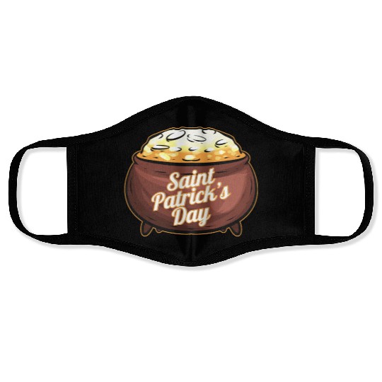 Pot Of Gold For St. Patricks Day Face Masks