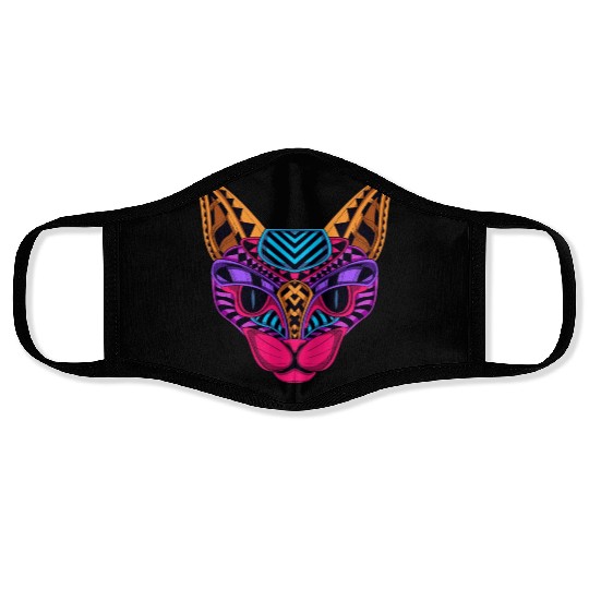 Black Neon Cat Face Masks