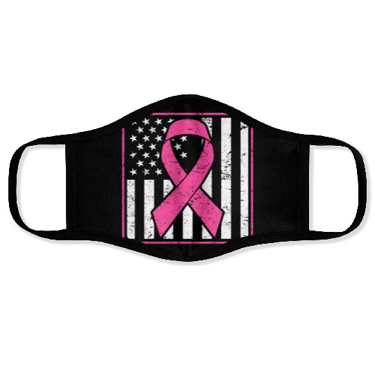 Breast Cancer Awareness US Flag Face Masks