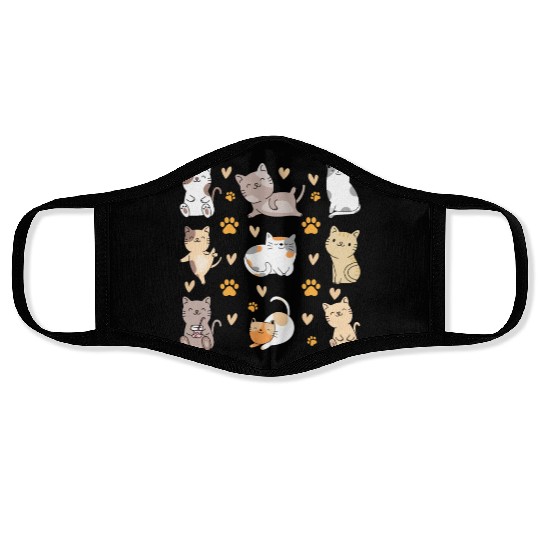 Cats Cute Cat Lover Cat Owner Many Cats I Cute Cat Face Masks