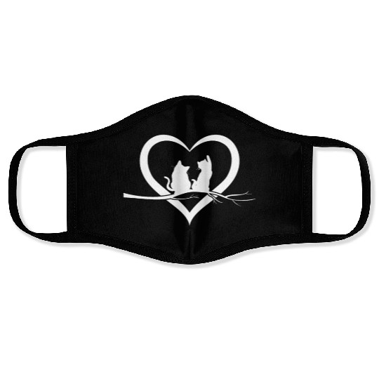Cats In Lover I Cat Heart Cat Lover Cute Cat Face Masks