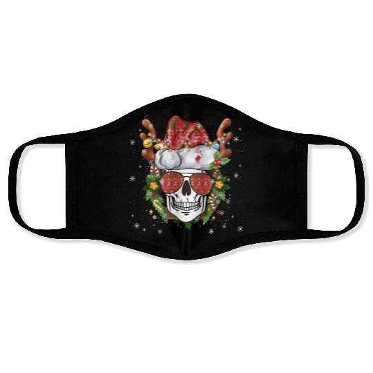 Christmas Skull Reindeer Santa Hat Face Masks