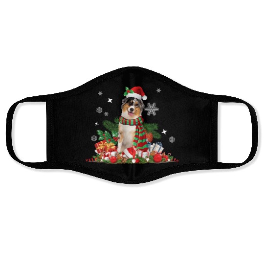 Christmas Australian Shepherd, Aussie dog Face Masks