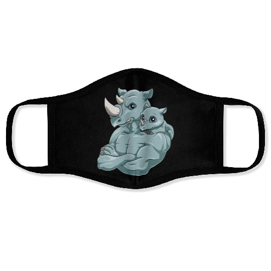 Strong Rhino with Rhino Kid for a Rhinoceros Face Masks