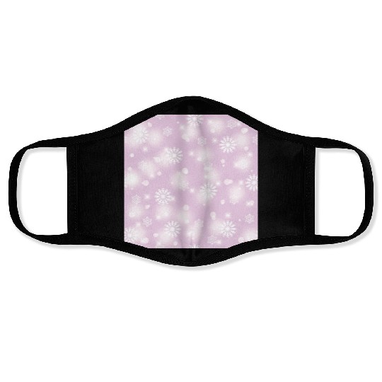 Violet Snowflakes Pattern Face Masks