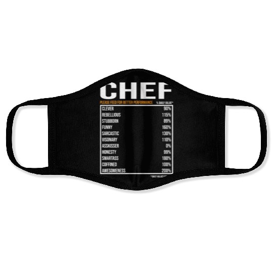 Chef Daily Value funny Chef Face Masks