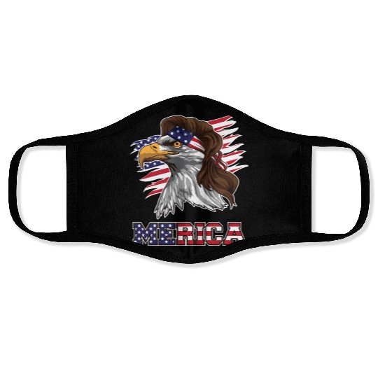 American Bald Eagle Mullet Merica Bird Of Prey Face Masks