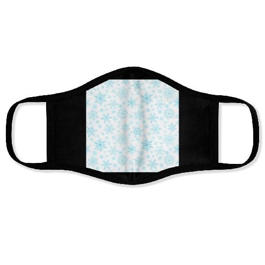 Modern Snowflakes Pattern White Teal Face Masks