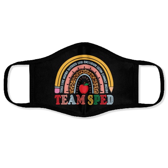 Team SPED Teacher Rainbow Face Masks
