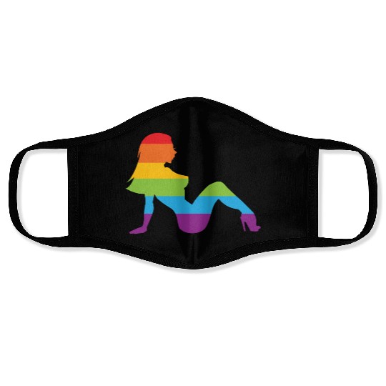 Sexy Retro Mudflap Girl Lesbian Pride LGBT Face Masks