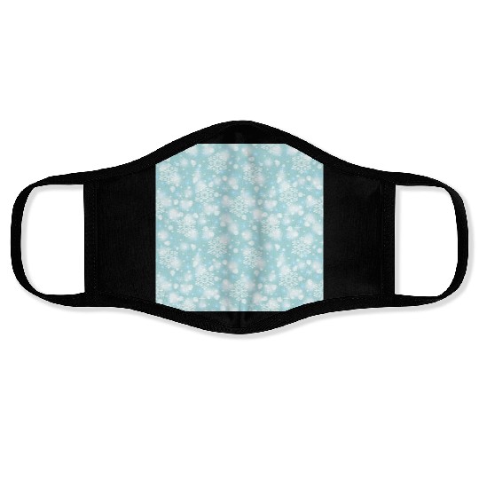 Teal Snowflakes Pattern Face Masks