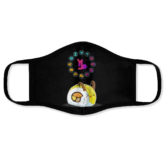 Japanese Sushi Funny Capricorn Zodiac Sushi Lover Face Masks