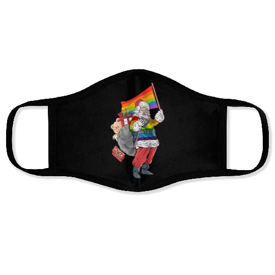 LGBTQ Santa Claus Christmas Rainbow Face Masks