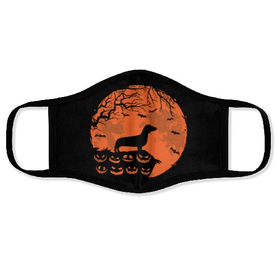 Dachshund dogs And Moon Halloween Funny Dog Lover Face Masks