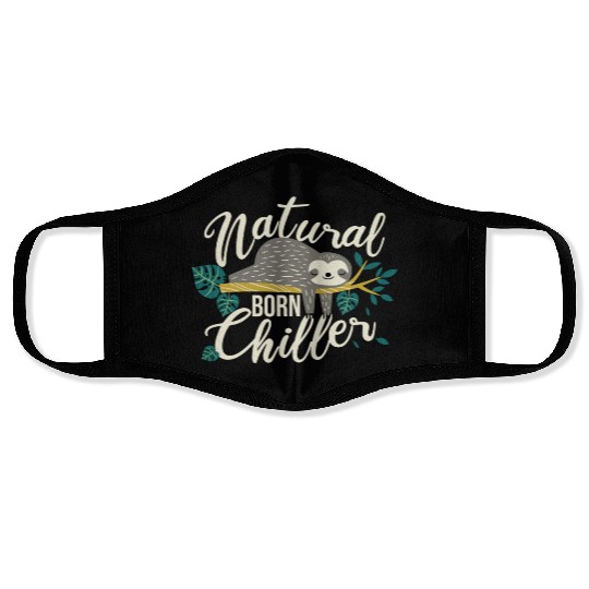 Funny lazy sloth day sleep relax design men women Face Masks