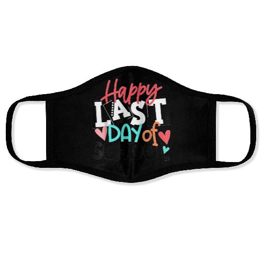 Happy Last Day of School Kindergarten Teacher Face Masks